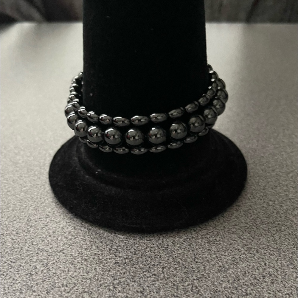 Vintage Gun Metal Dark Grey Magnetic Triple Strand Bracelet